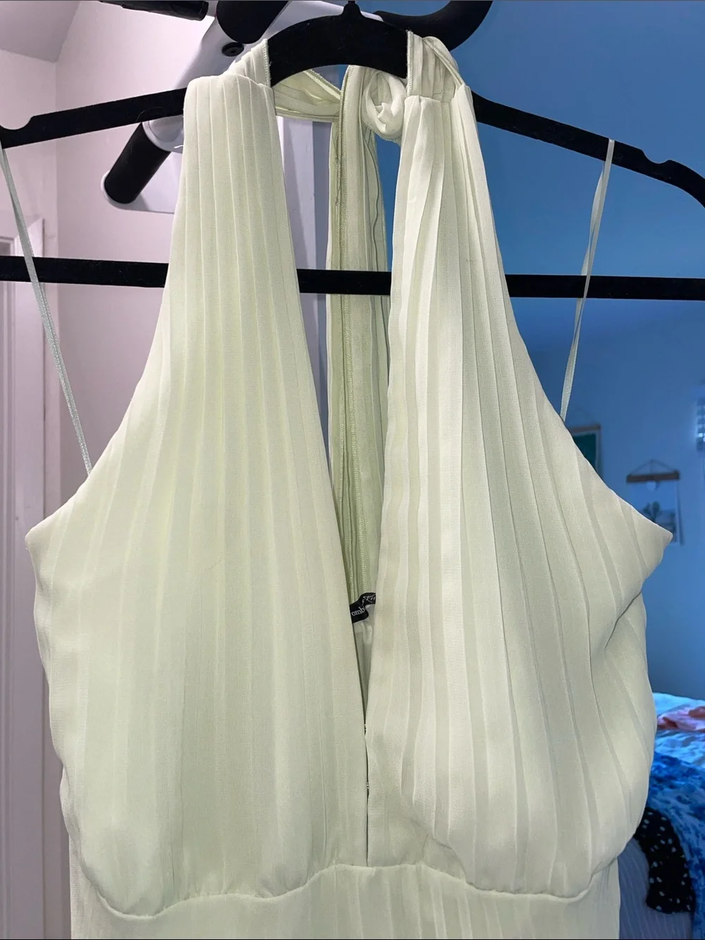 Light Green Halter Pleated Maxi Dress from Abercrombie